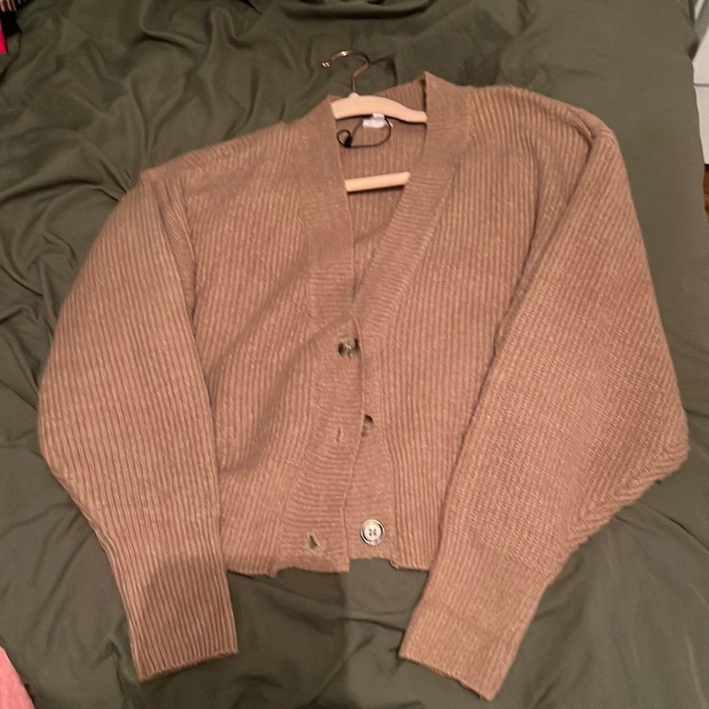 brown cardigan